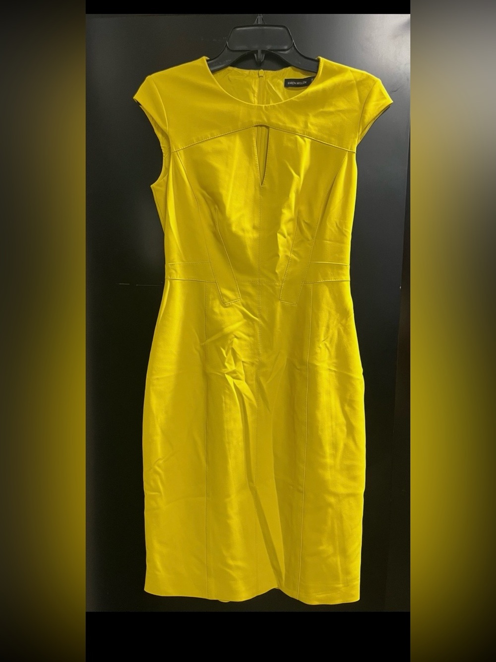 Karen Millen Bright Yellow Fitted Midi Dress